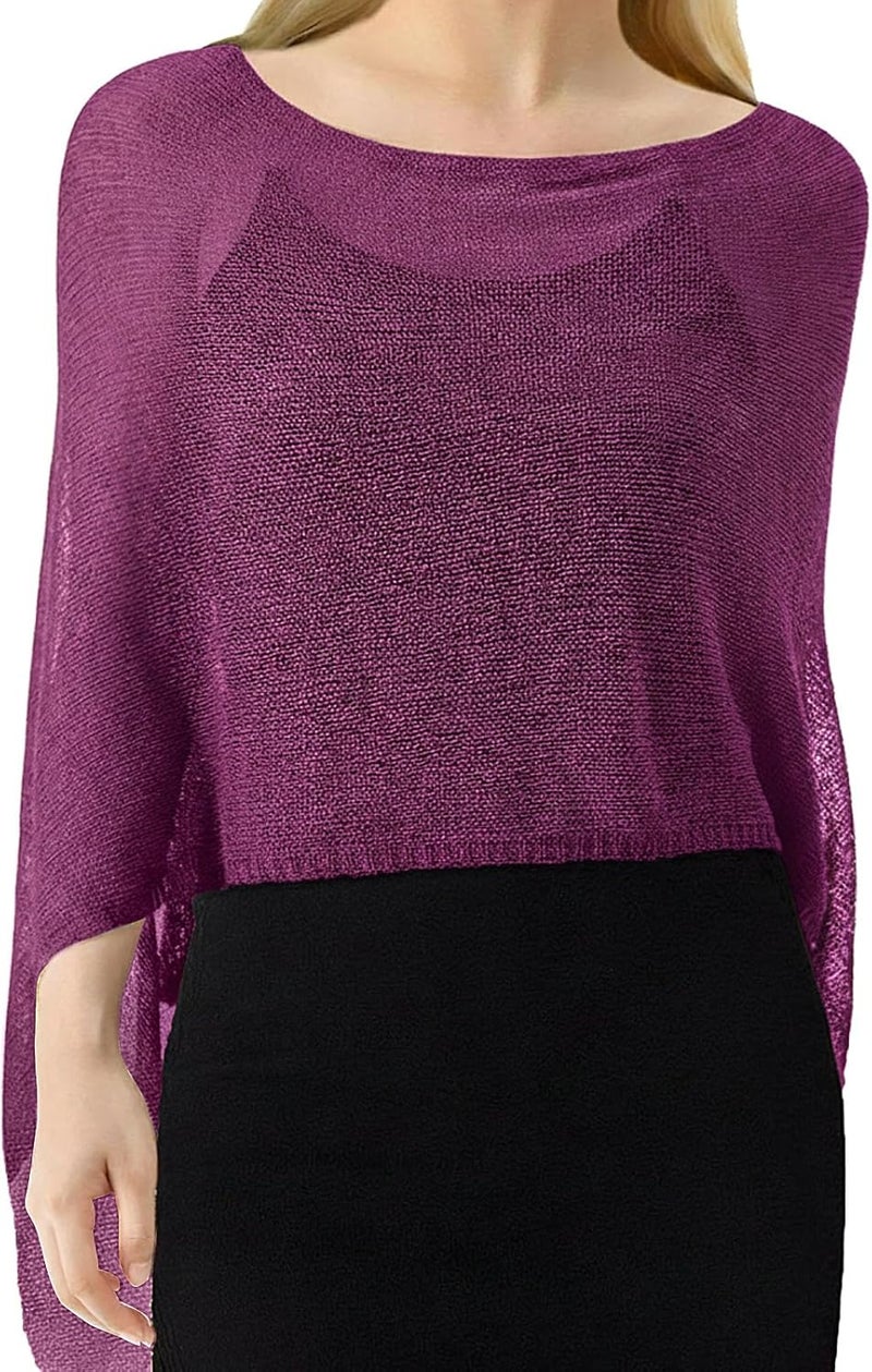 Jamntower 1 Pcs Women Sheer Poncho Shrug Summer Sheer Blouse Top Lightweight Poncho Sheer Bolero for Formal Evening Dress - Image 1